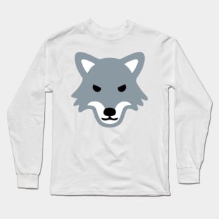 Wolf Face Emoticon Long Sleeve T-Shirt